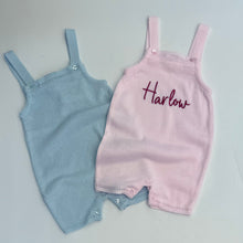 Load image into Gallery viewer, Embroidered baby thin knit dungarees (newborn-12months)