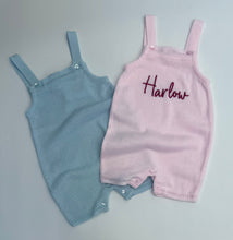 Load image into Gallery viewer, Embroidered baby thin knit dungarees (newborn-12months)