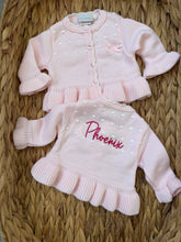 Load image into Gallery viewer, Embroidered Ruffle Cardigan (NB-12 MONTHS)