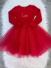 Load image into Gallery viewer, Embroidered Name Christmas Dress (3M-8Years)
