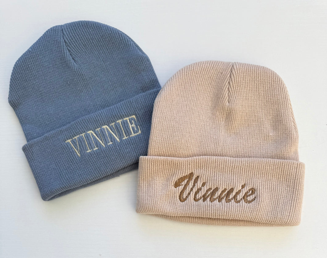 Embroidered Newborn Beanie