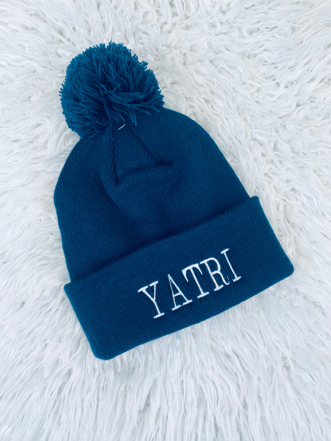 Embroidered Bobble Beanie
