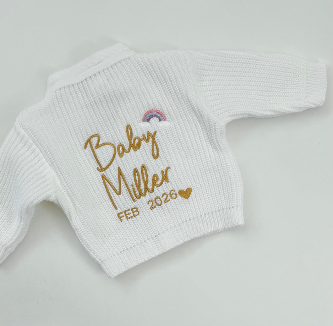 Embroidered Rainbow Name Cardigan