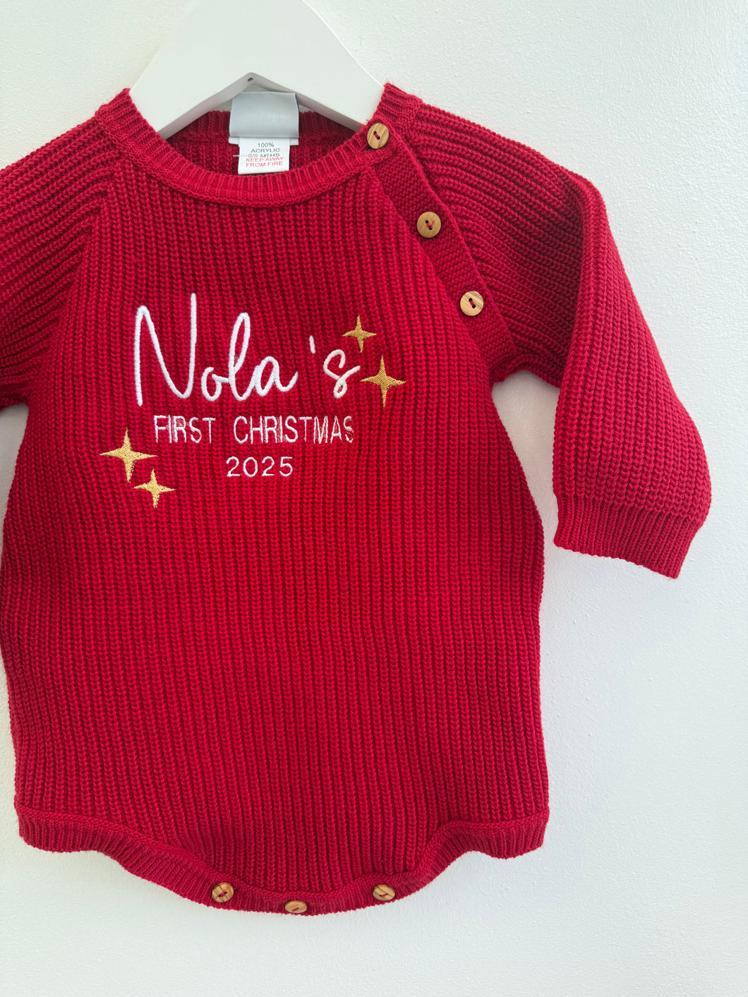 First Christmas embroidered Romper (Newborn-9 months)
