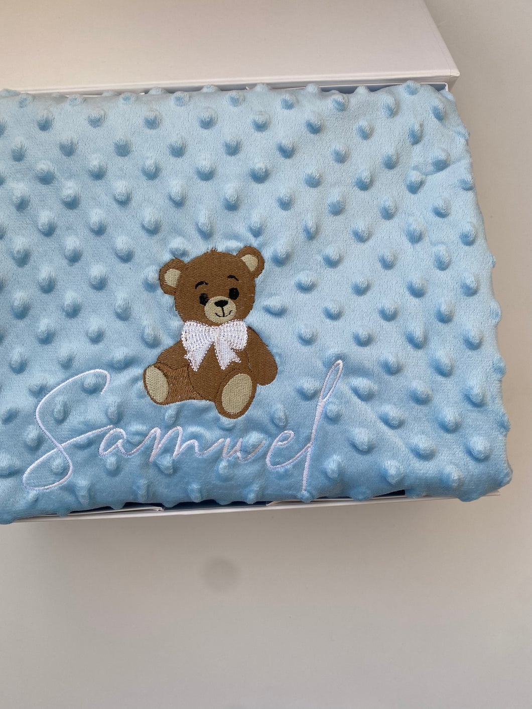 Teddy Bear Embroidered Baby Blanket