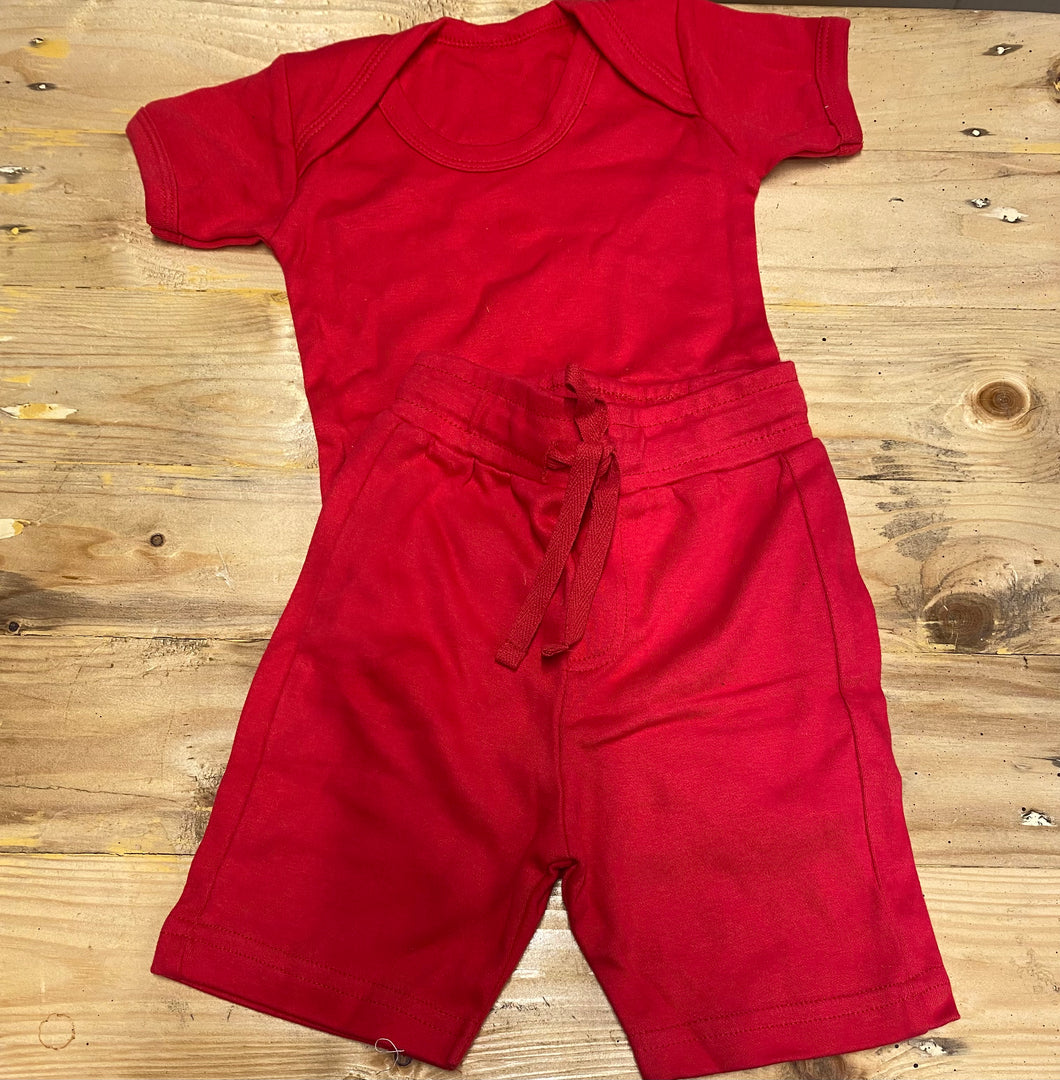 Personalised Red Short and Vest Set 6-12 Months